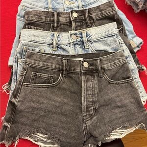 PacSun Black and Light Blue Jean Shorts